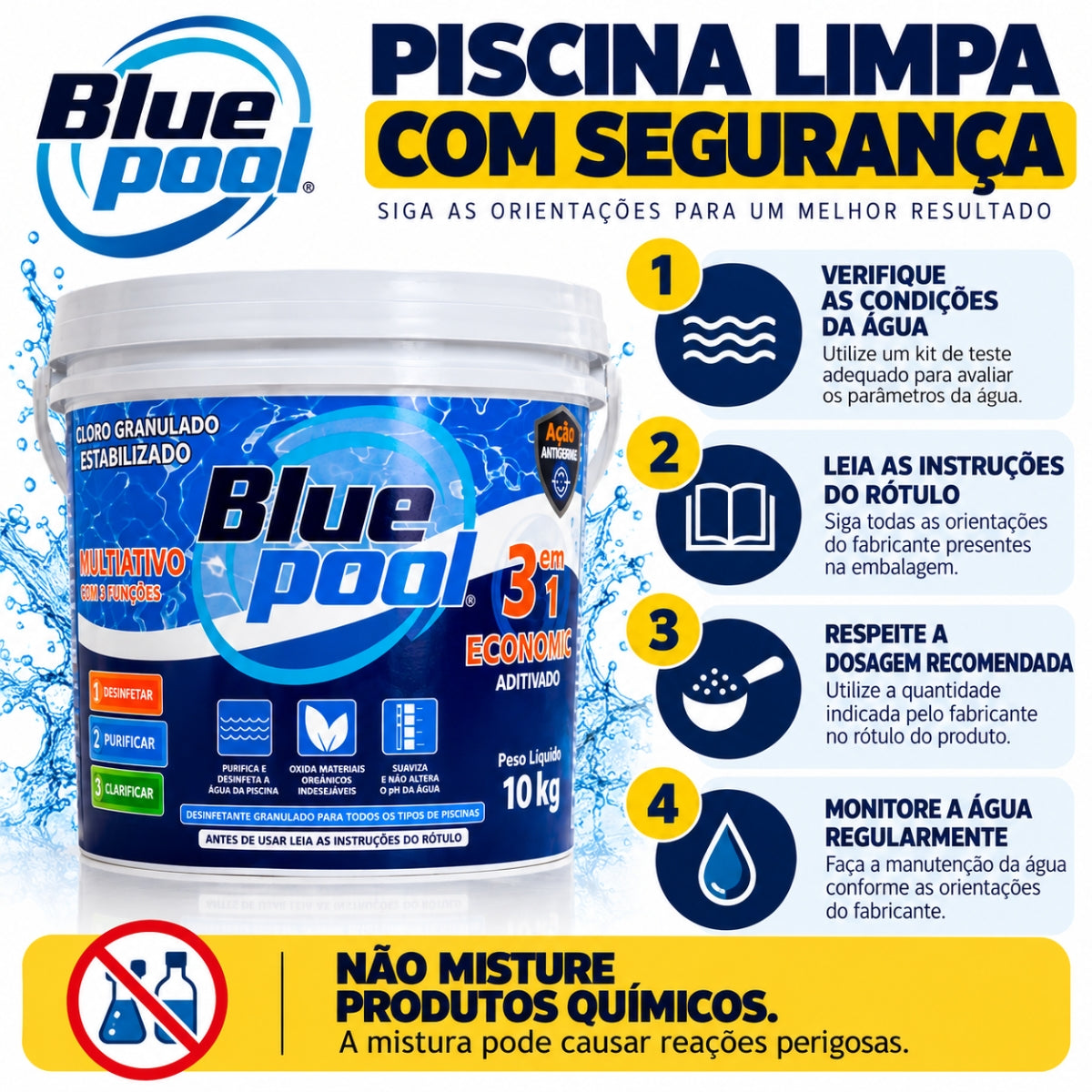 Cloro Economic 3 em 1 BluePool 10 kg Fluidra