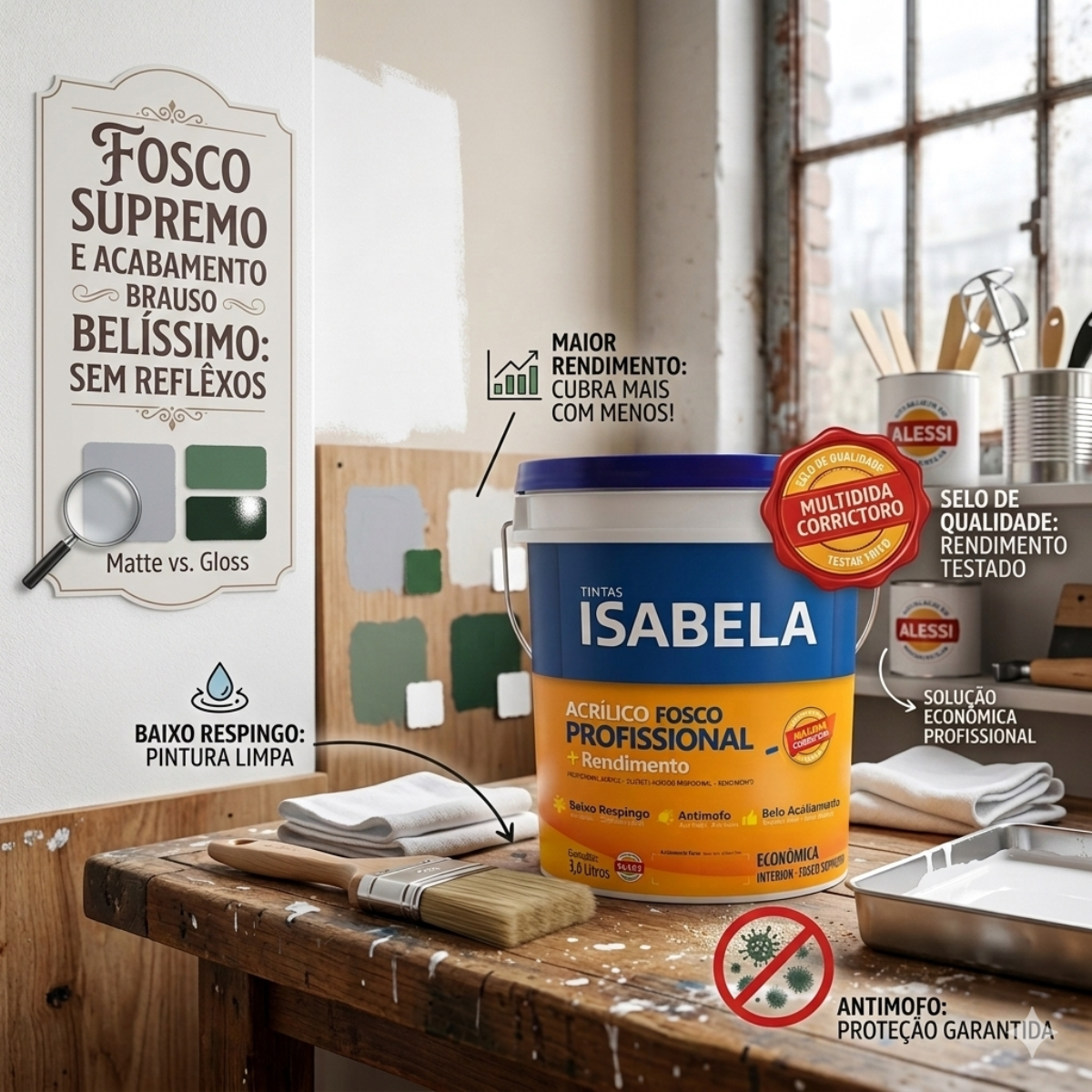 Acrílico Fosco Profissional Branco 3,6L Alessi