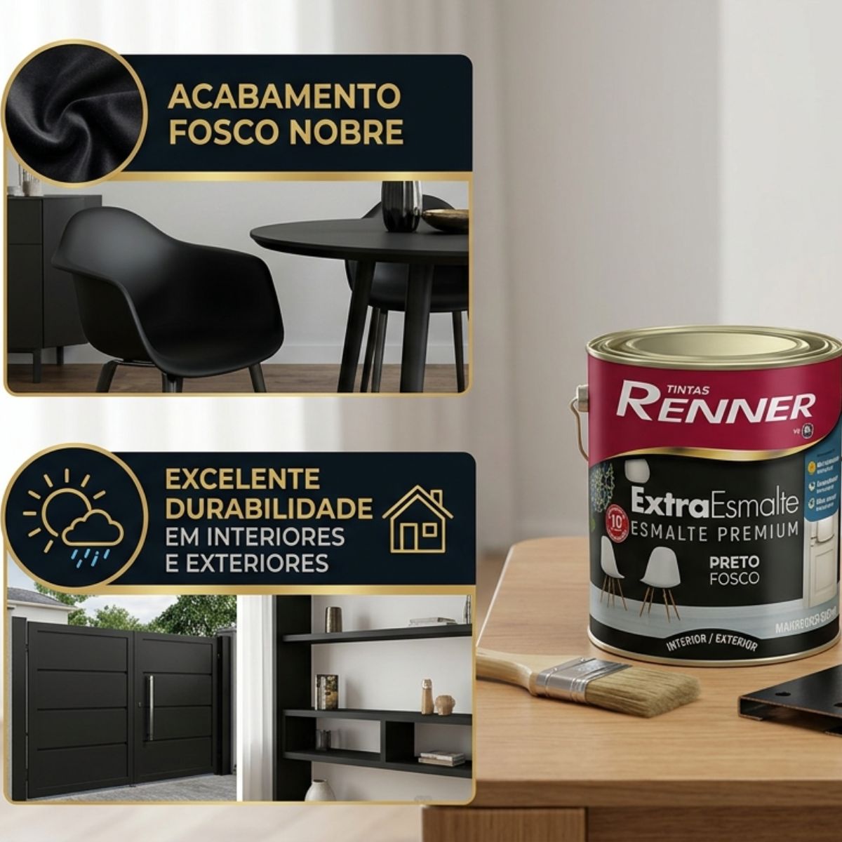 Esmalte Extra Preto Fosco 900ml Renner