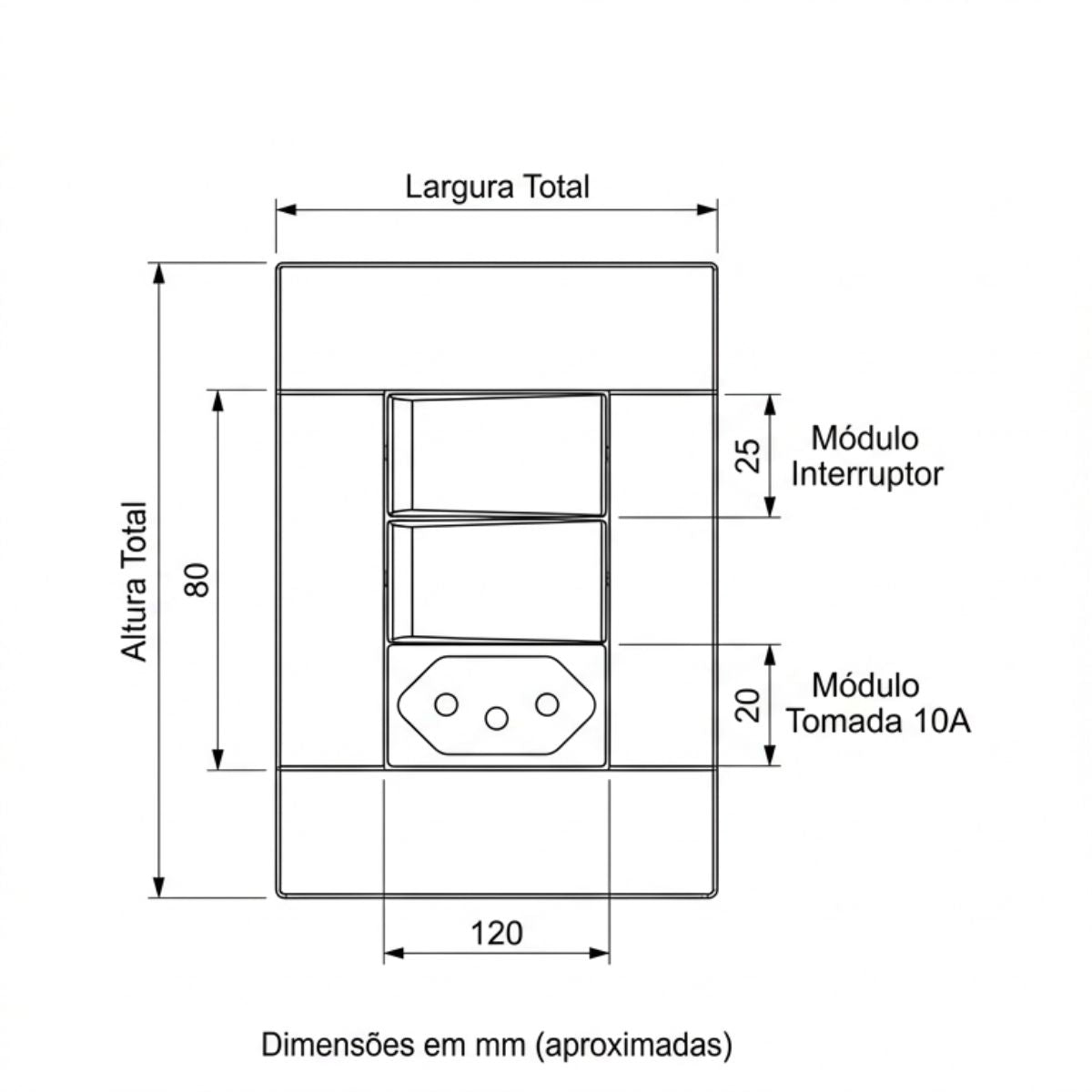 Conjunto 2 Interruptor Simples + 1 Tomada 10a Decor Schneider