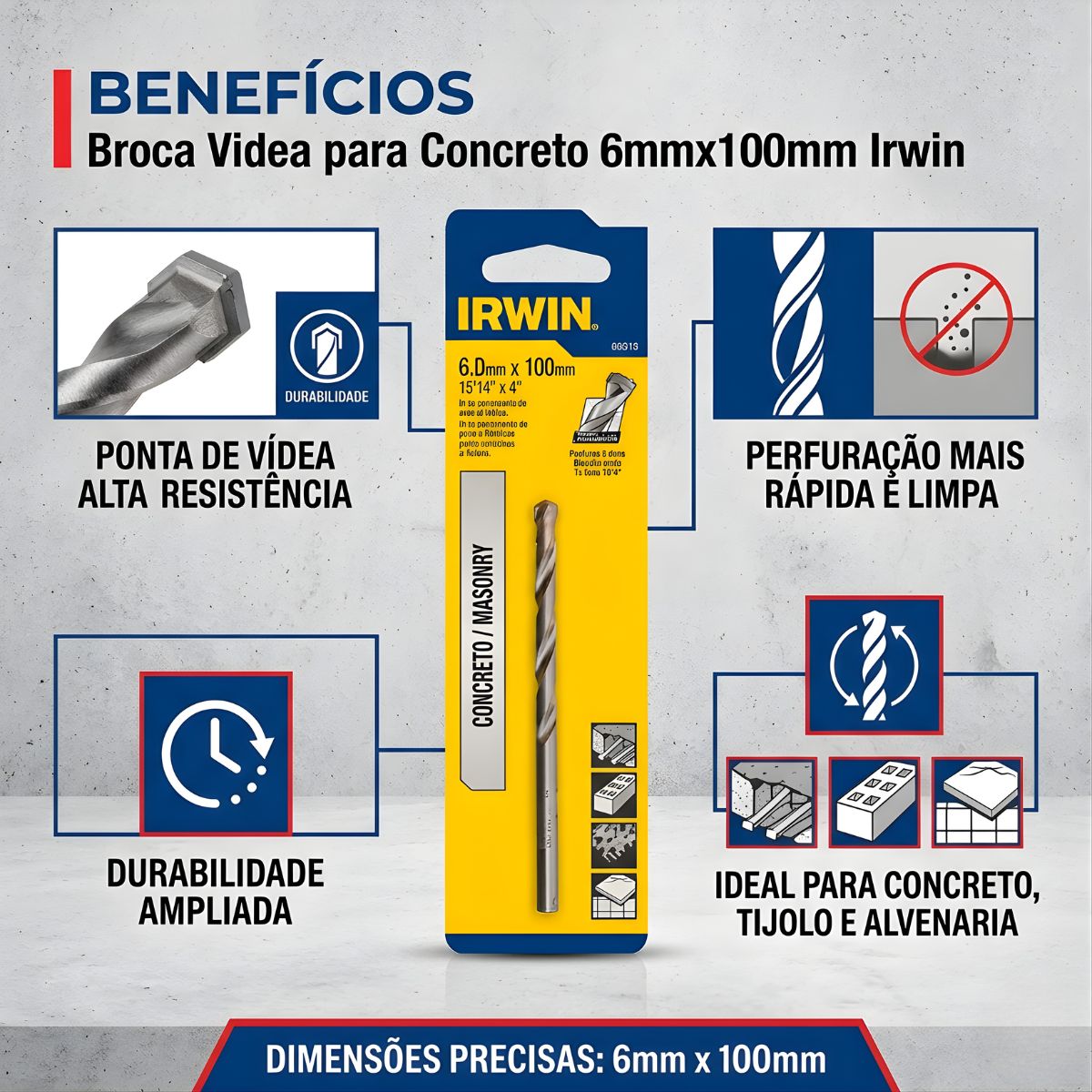 Broca Videa para Concreto 6mmx100mm Irwin