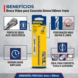 Broca Videa para Concreto 6mmx100mm Irwin