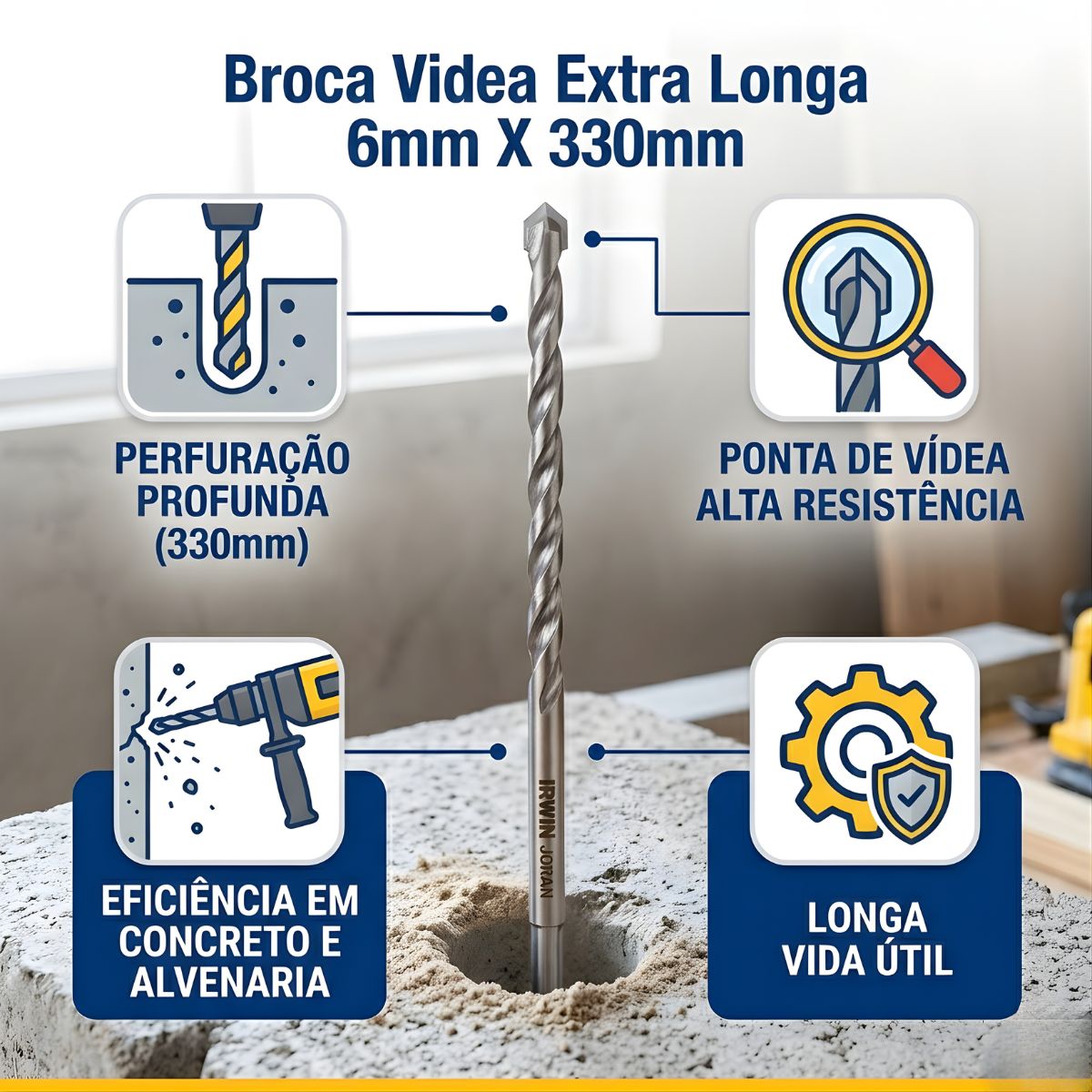 Broca Videa Extra Longa 6mm X 330mm Irwin