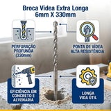 Broca Videa Extra Longa 6mm X 330mm Irwin