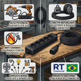 Extensão Elétrica 5 Tomadas 20A Cabo PP RT Comercial