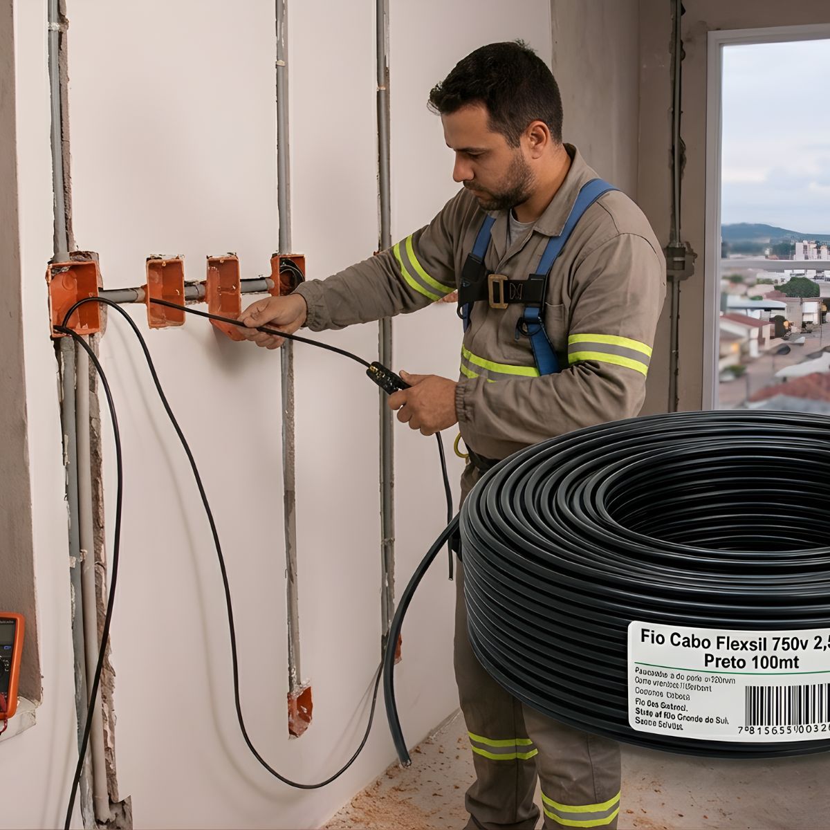 (Rolo) Fio Cabo Flexsil 750v 2,50mm Preto 100mt