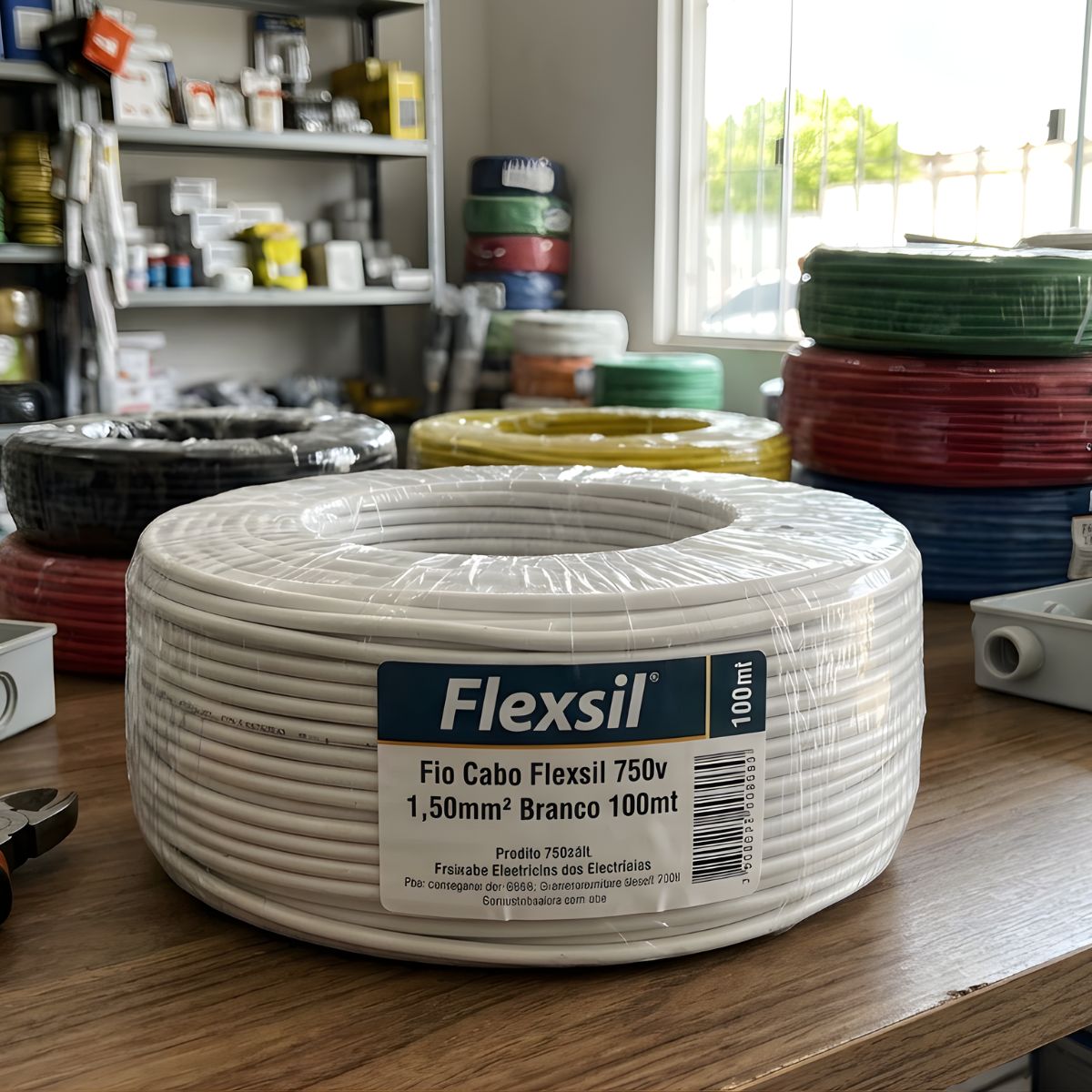 (Rolo) Fio Cabo Flexsil 750v 1,50mm Branco 100mt