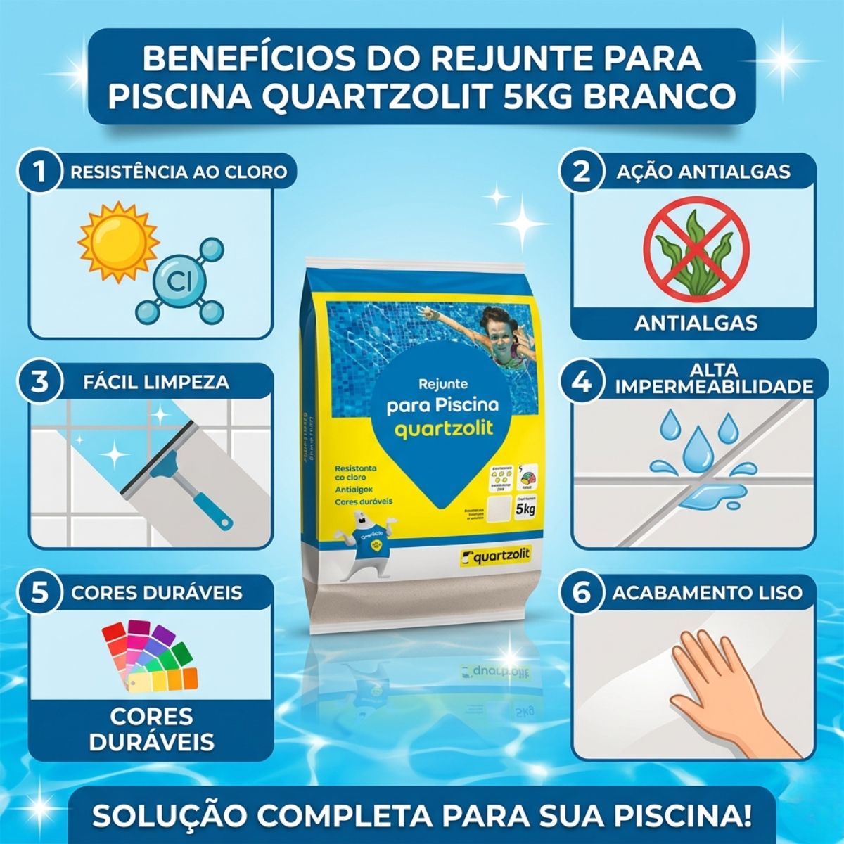 Rejunte Para Piscina 5kg Branco Quartzolit