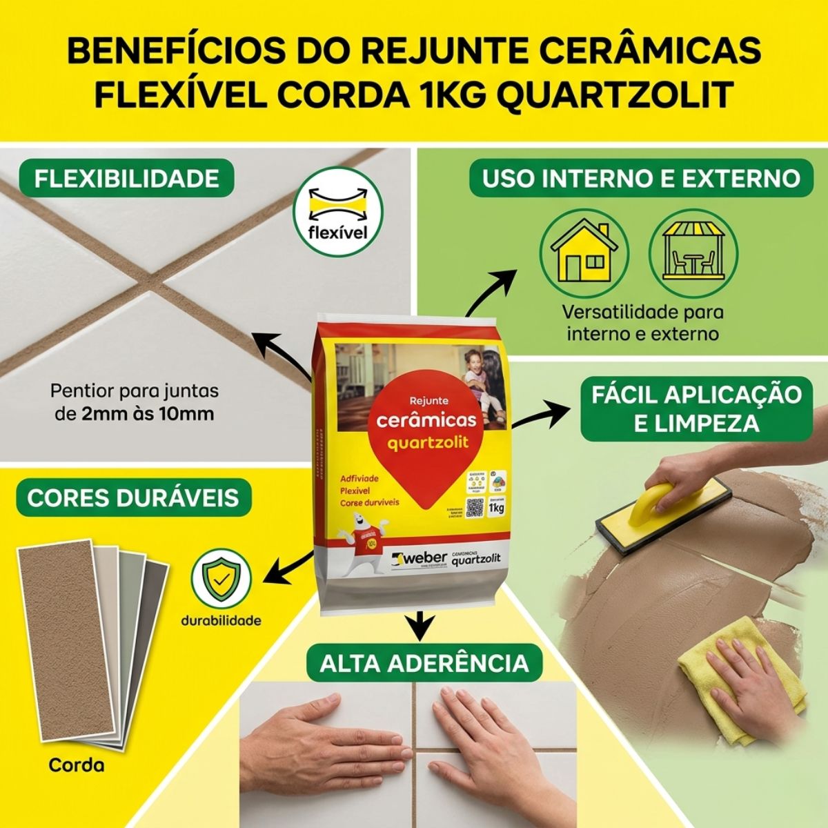 Rejunte Cerâmicas Flexivel Corda 1kg Quartzolit
