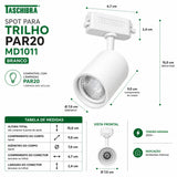 Spot Para Trilho Par20 Branco - Md1011 Taschibra