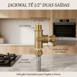 Tê de Cobre Duas Saídas 1/2" para Cooktop e Forno Jackwal