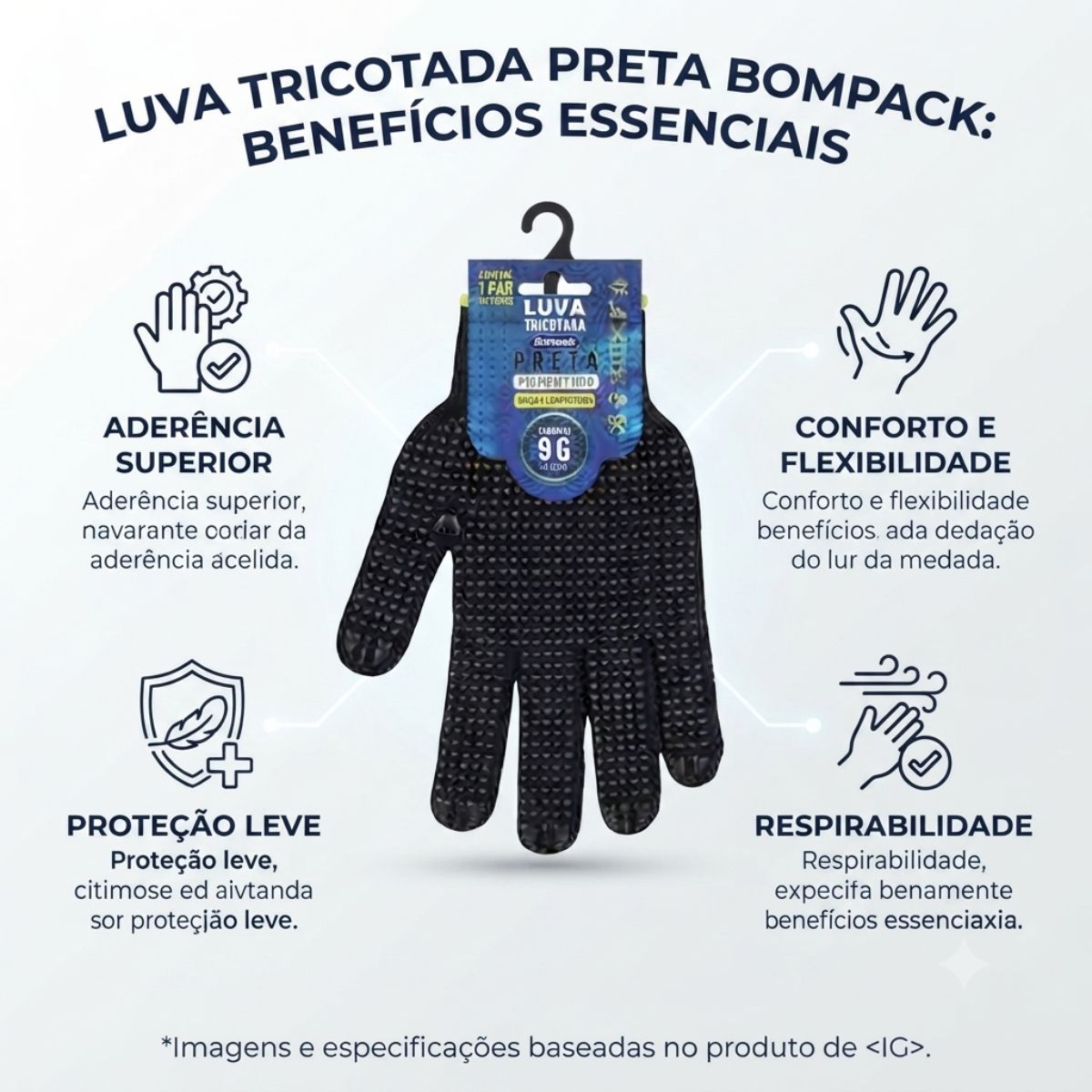 Luva Tricotada Preta G Bompack