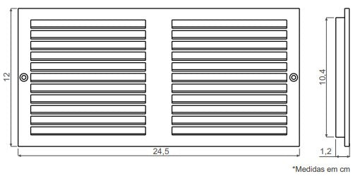 Grade Ventilação 24x12cm C/ Tela Ventokit - Thony Ferragem