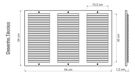Grade de Ventilação de Superfície 54 x 34 cm com Tela – Ventokit - Thony Ferragem