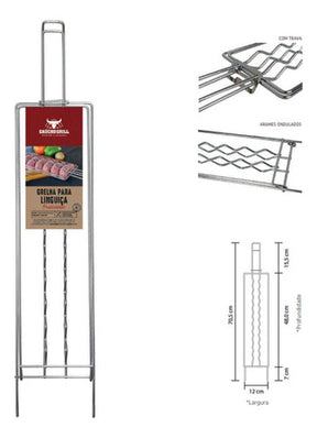 Grelha de Churrasco para Linguiça 12x48cm Grilazer - Thony Ferragem