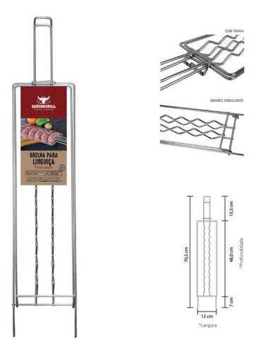 Grelha de Churrasco para Linguiça 12x48cm Grilazer