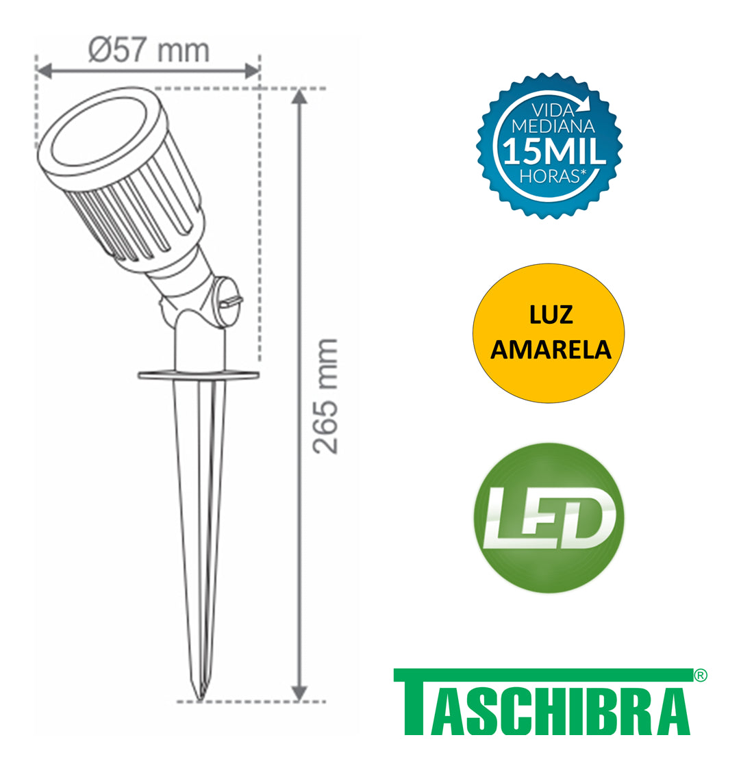 Espeto para Jardim Led 5W 3000k Destaco Taschibra