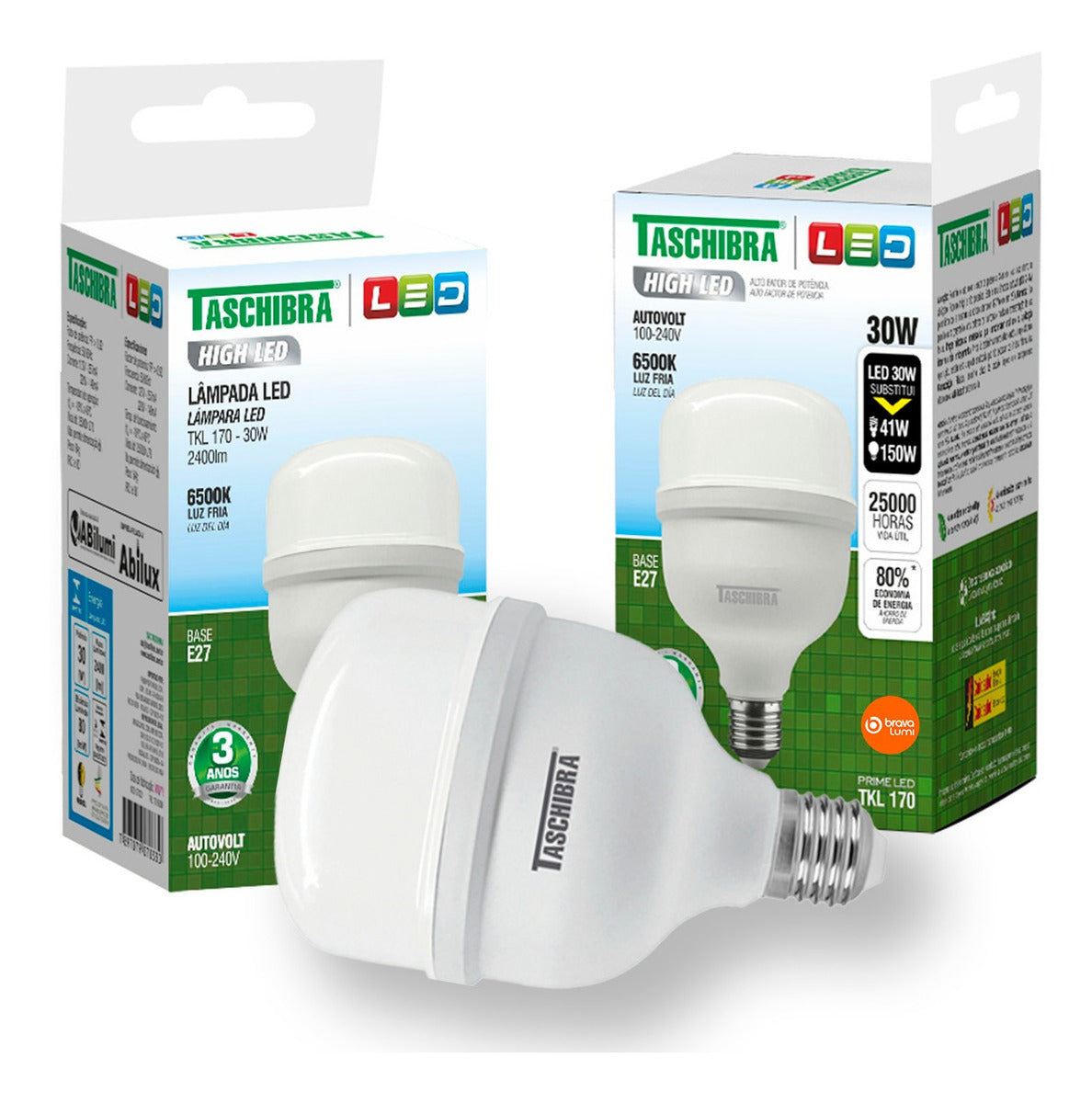 KIT 10 Lâmpadas High Led  30W TKL 170AUT 6500K Taschibra - Thony Ferragem