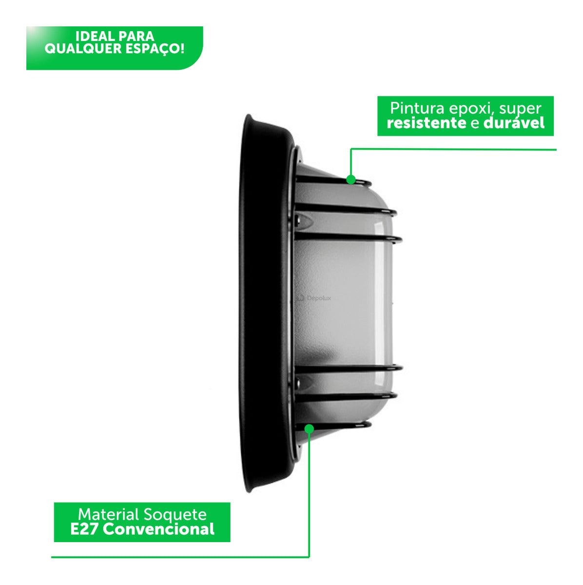 Tartaruga Suprema E27 Zinco Nobre Preto Taschibra - Thony Ferragem