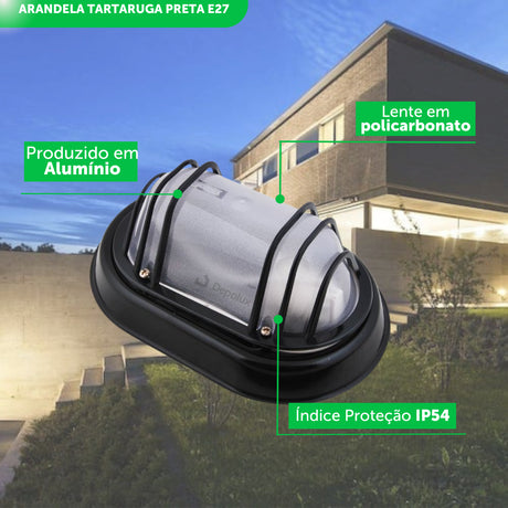 Tartaruga Suprema E27 Zinco Nobre Preto Taschibra - Thony Ferragem