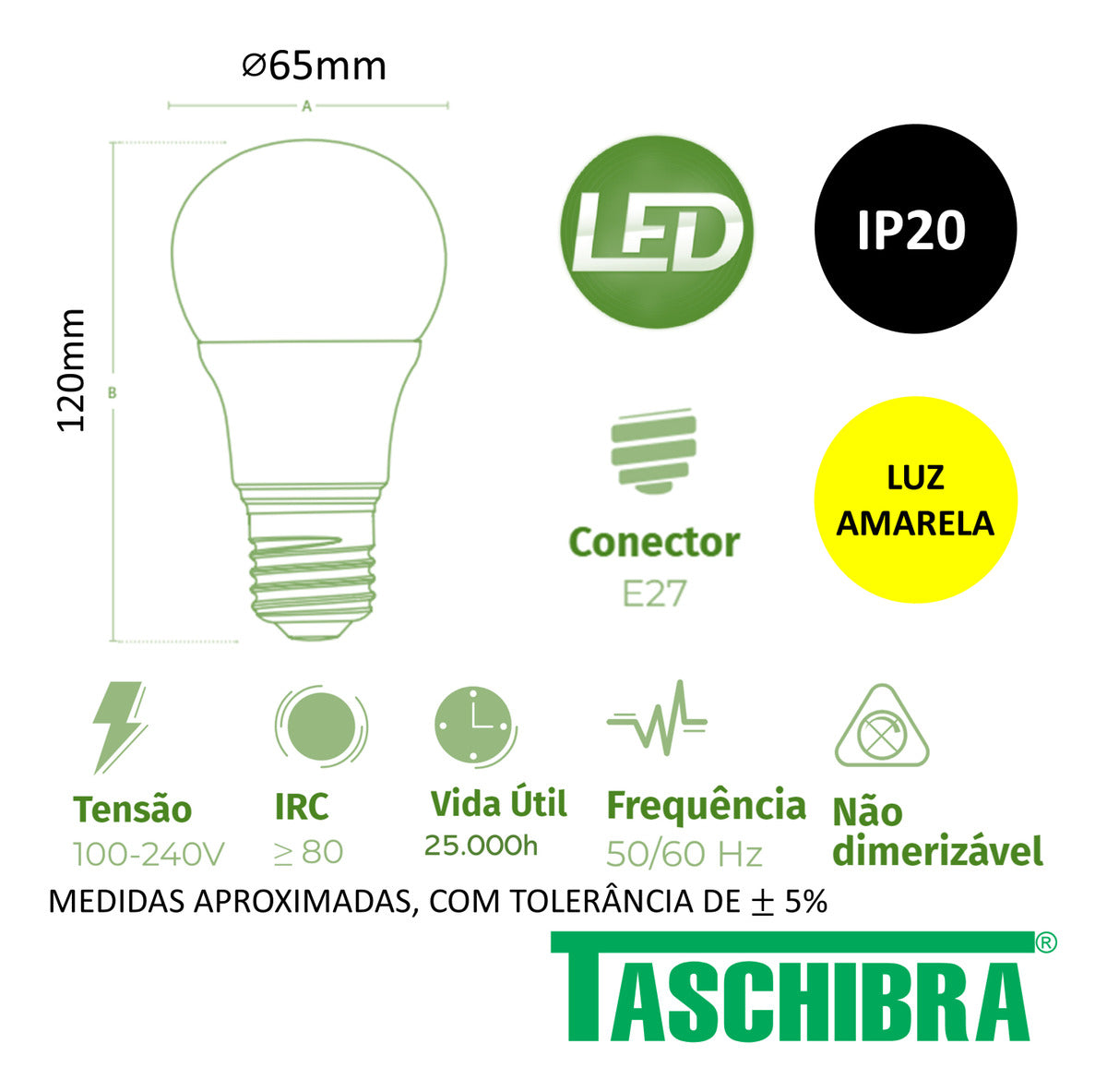 Lampada Led Bulbo Tkl 100 17W 3000k Taschibra - Thony Ferragem