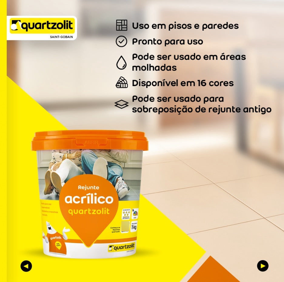 Rejunte Acrilico Bege 1kg Quartzolit - Thony Ferragem