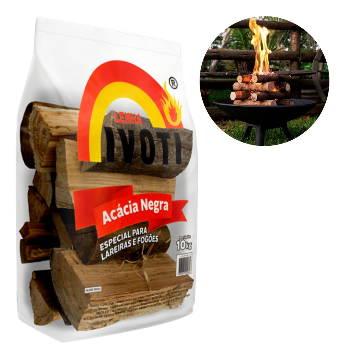 Lenha Acacia Negra Saco 10Kg Ivoti