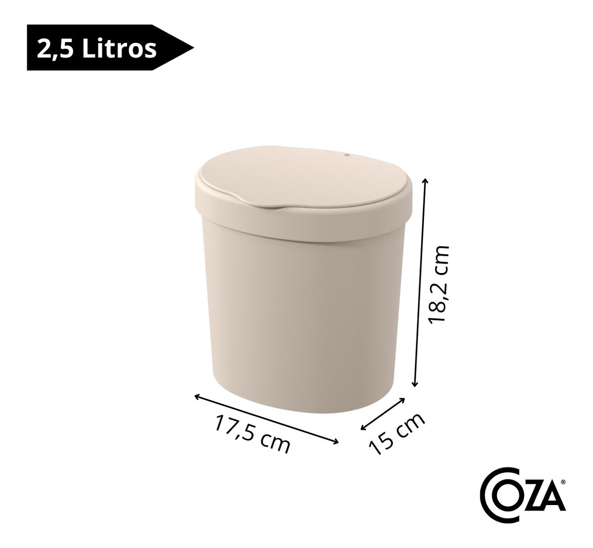 Lixeira Com Tampa  2,5l Areia Coast Coza