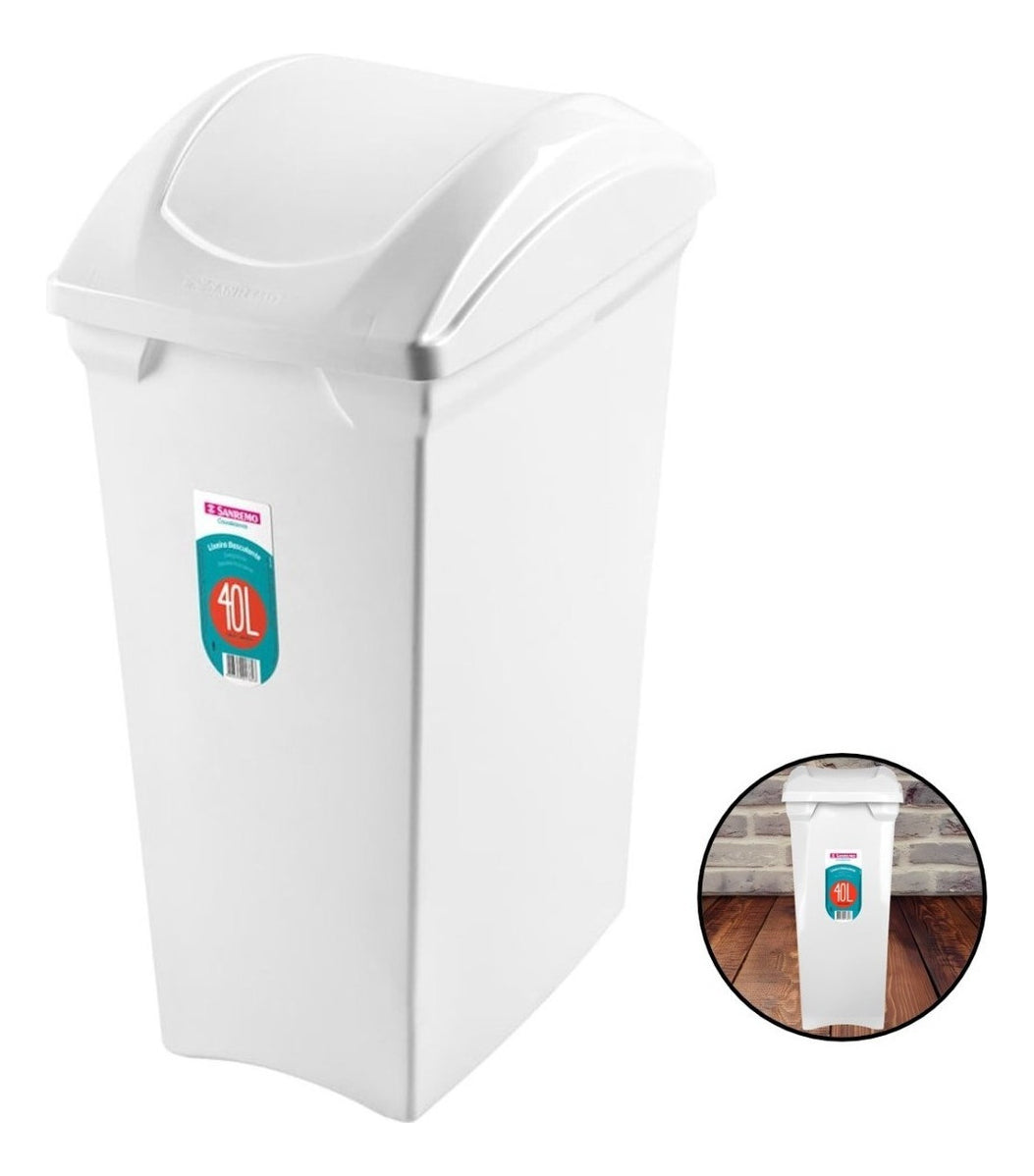 Lixeira Basculante Plástico Branco 15L Sanremo