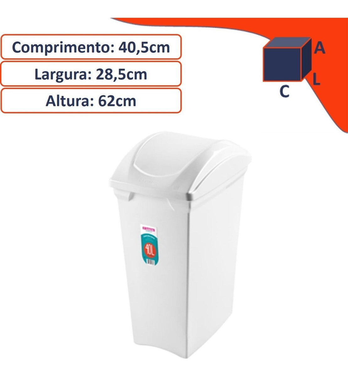 Lixeira Basculante Plástico Branco 15L Sanremo