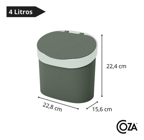 Lixeira com Tampa 4L Verde Amazon/Eco Coza