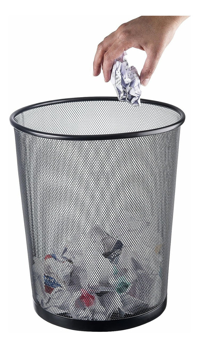 Lixeira Metal Redonda Preta  8,5l Ordene