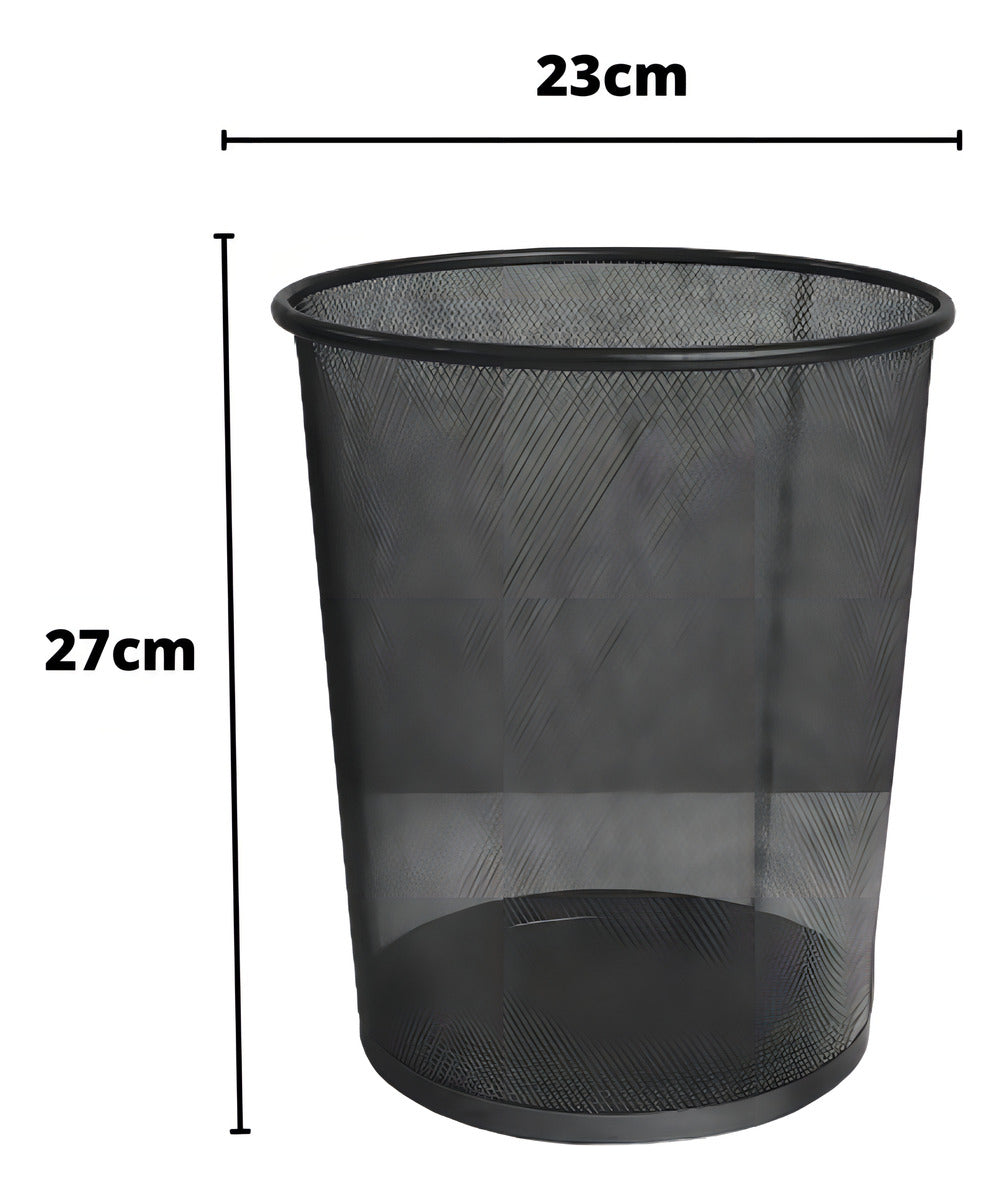 Lixeira Metal Redonda Preta  8,5l Ordene