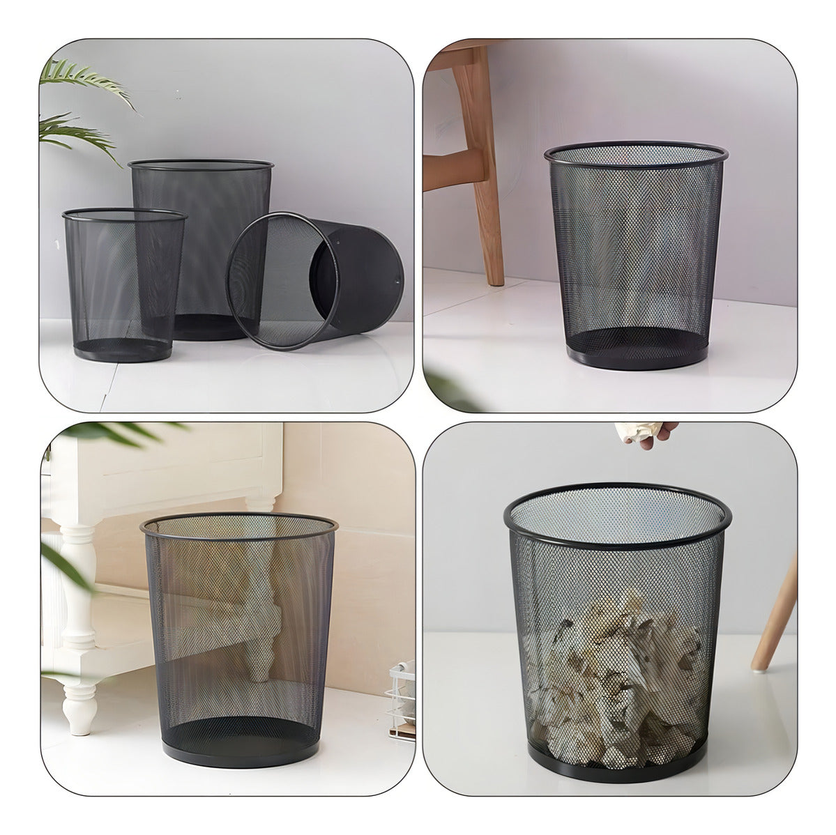 Lixeira Metal Redonda Preta  8,5l Ordene