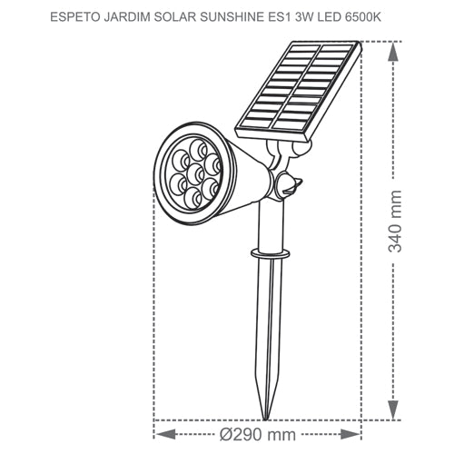 Espeto Jardim Solar Led 3W 6500K ES1 Taschibra