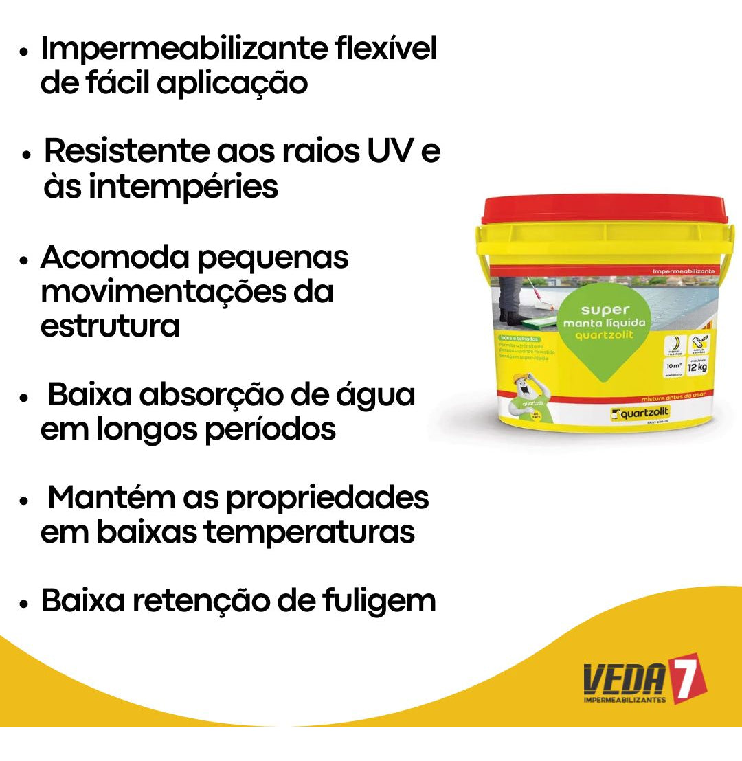 Impermeabilizante Super Manta Liquida Branco 12kg Quartzolit - Thony Ferragem