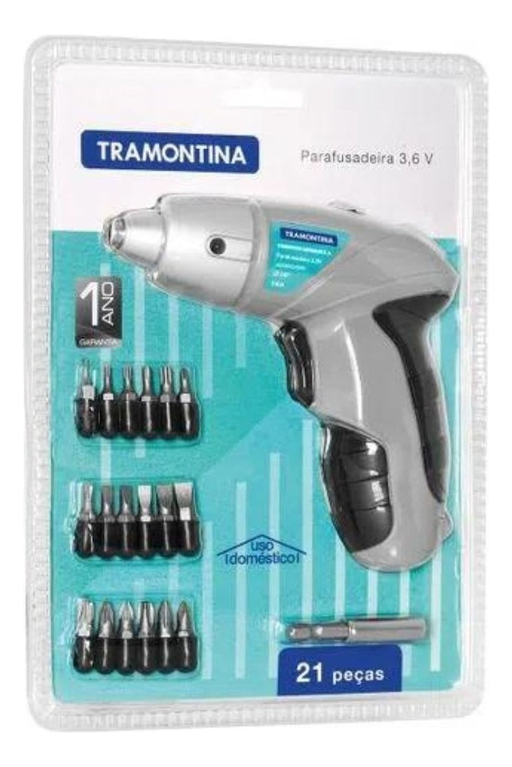 Parafusadeira A Bateria Ni-cd 4,8v 21 Peças Tramontina - Thony Ferragem