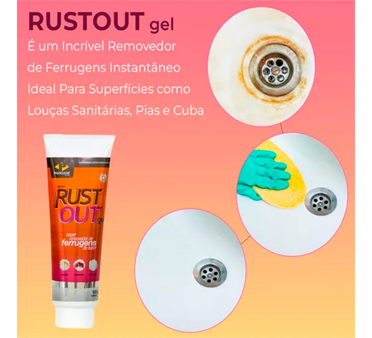 Removedor De Ferrugem 100g Rustout Pisoclean - Thony Ferragem