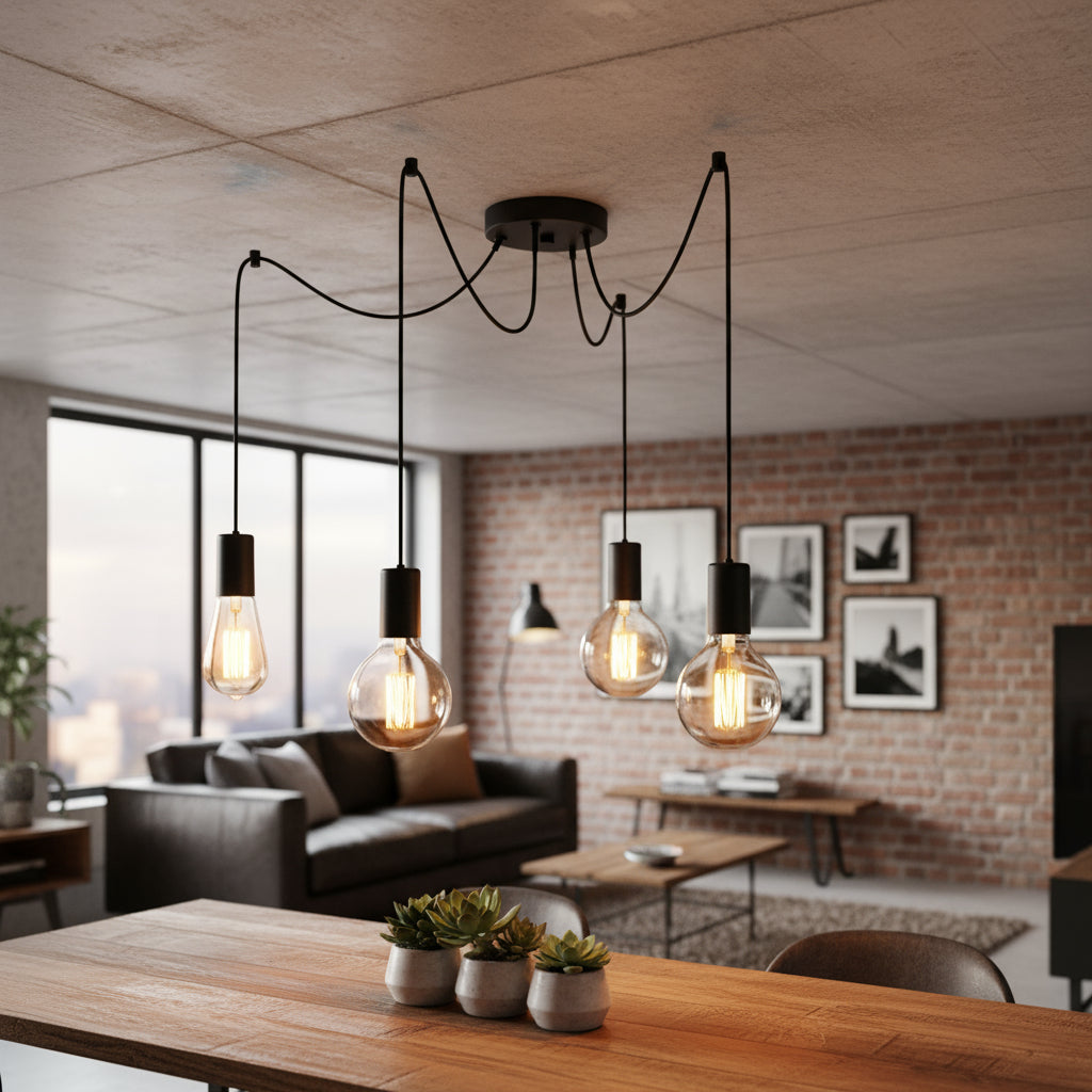 Pendente Tears 5xe27 Preto Taschibra