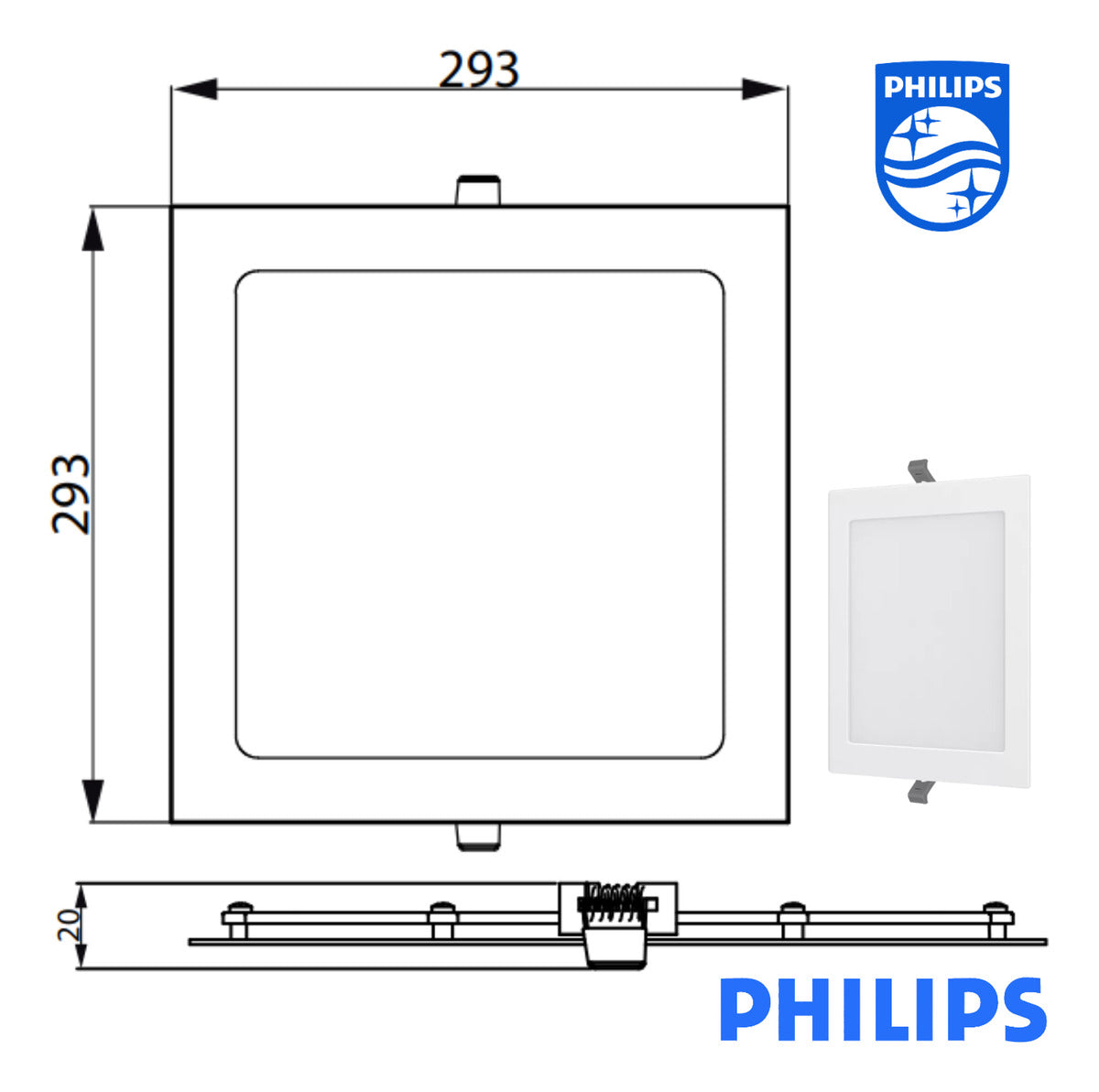 Luminária Embutir Led Quadrada 24W 30CM 4000K Philips
