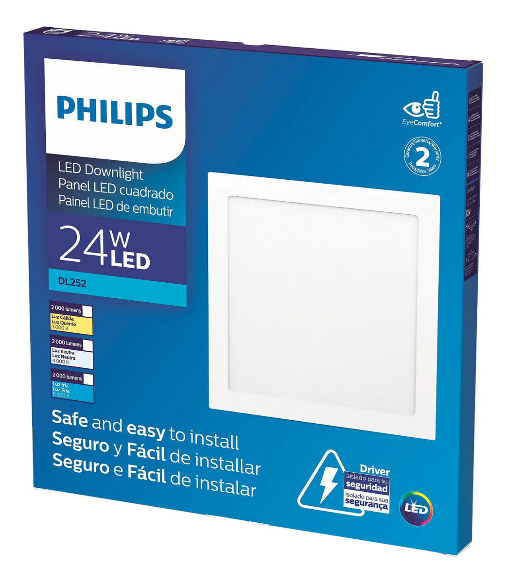Luminária Embutir Led Quadrada 24W 30CM 4000K Philips