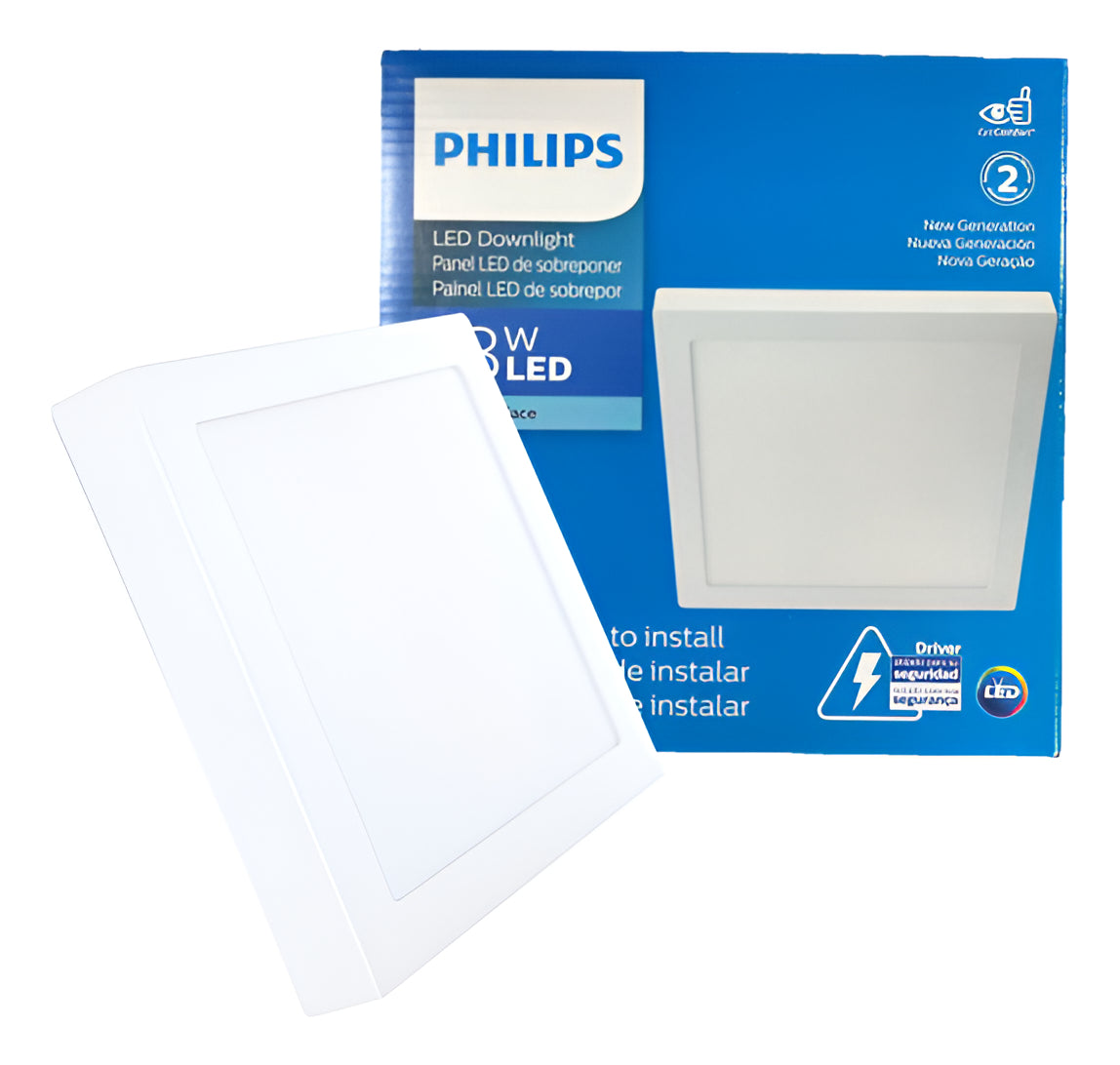 Luminária Led Quadrada 18W Sobrepor DL252 4000K Philips
