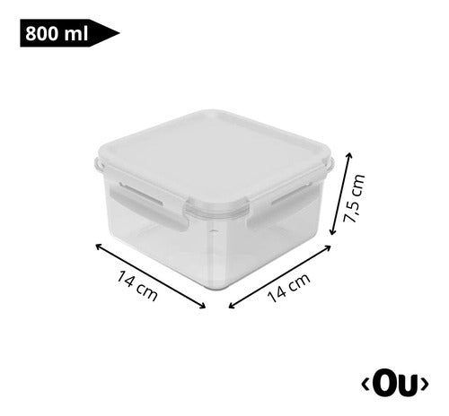 Pote Click Quadrado 800ml Branco OU