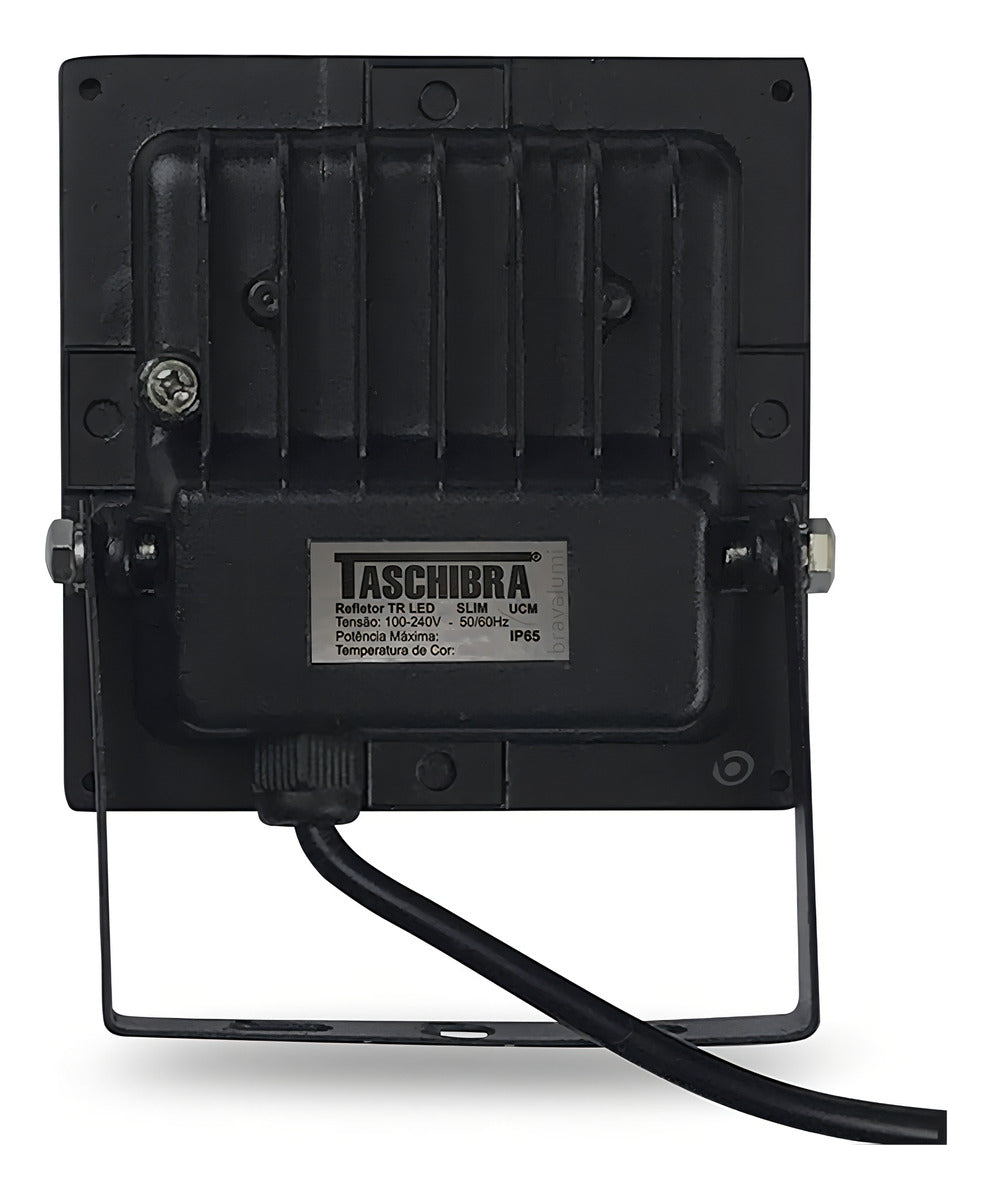 Refletor Holofote Tr Slim Preto 30w Autovolt 6500k Taschibra