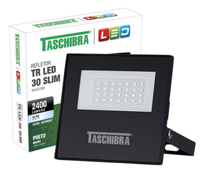 Refletor Holofote Tr Slim Preto 30w Autovolt 6500k Taschibra - Thony Ferragem