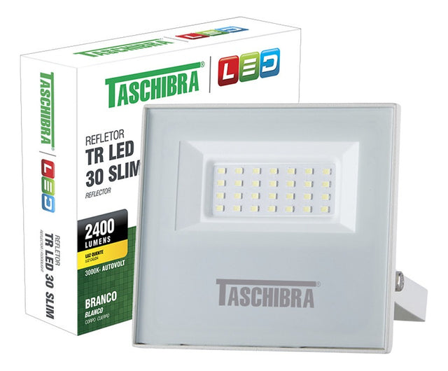 Refletor TR LED 30W SLIM 3000K Branco Taschibra - Thony Ferragem