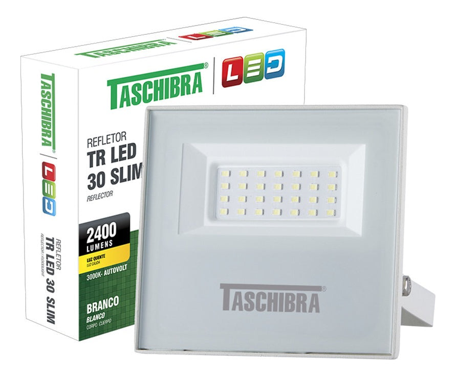 Refletor TR LED 30W SLIM 3000K Branco Taschibra