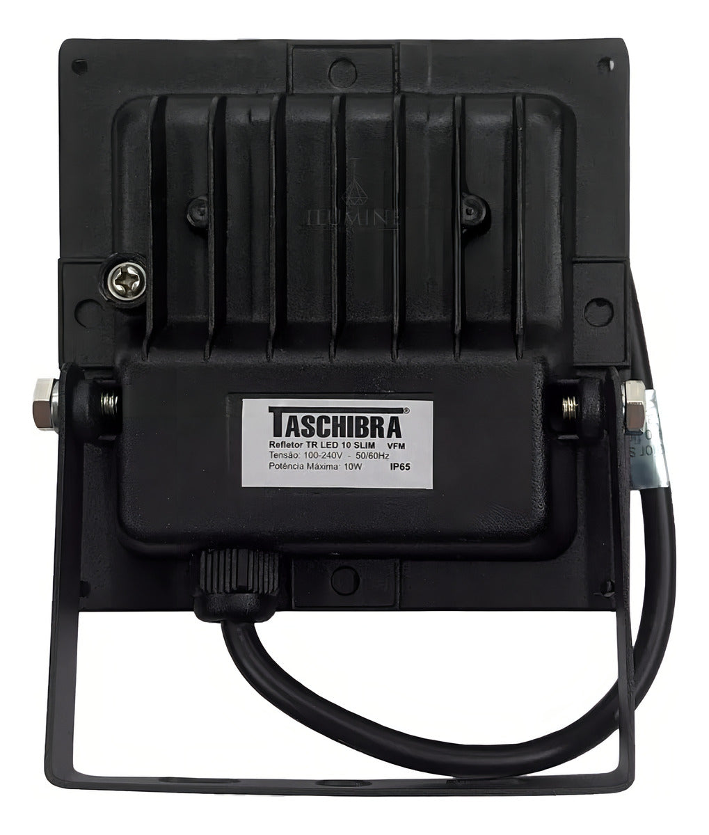 Refletor Preto Led 50w Tr Slim Luz Verde Taschibra