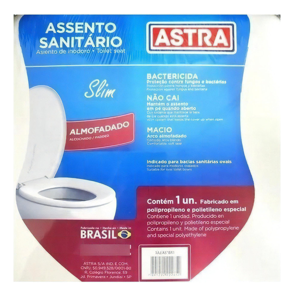 Assento Sanitario Astra Oval Slim Almofadado