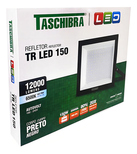 Refletor Led Slim 150w 6500k Bivolt Preto Taschibra - Thony Ferragem